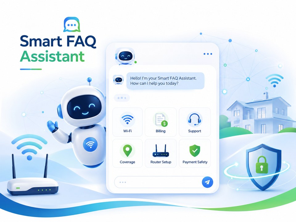 Smart FAQ Assistant for Manor ISP support, WiFi, billing, coverage, router setup and payment safety